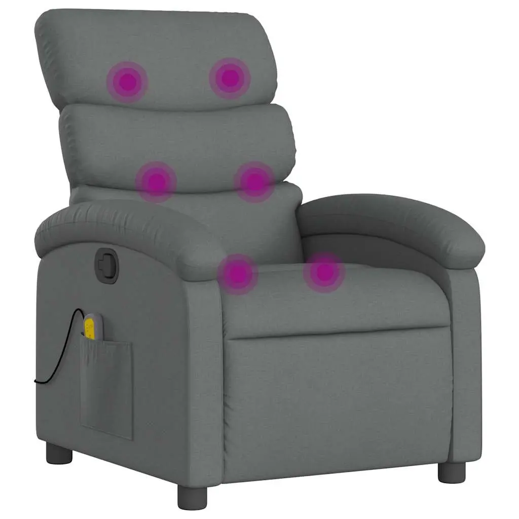 Massage Recliner Chair Manual Recline Armchair Vibration Lounger Grey Fabric