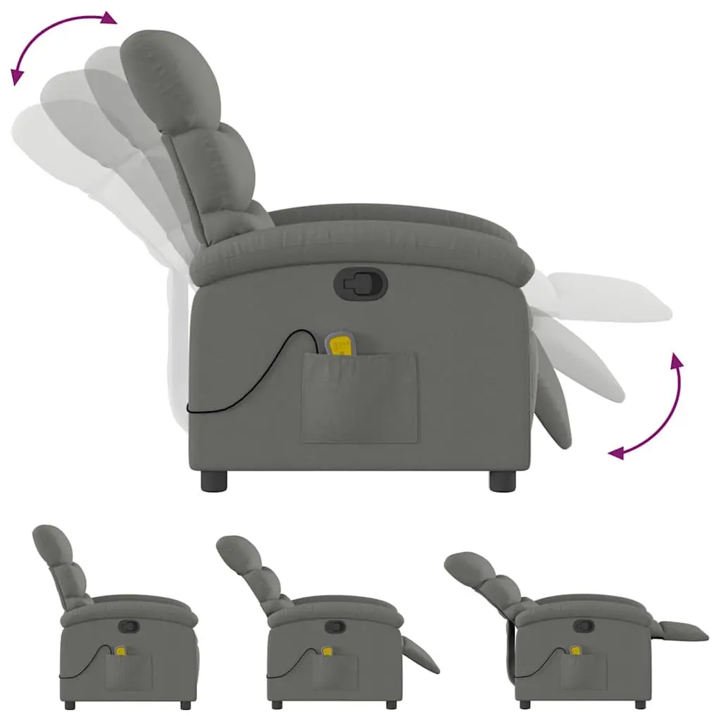 Massage Recliner Chair Manual Recline Armchair Vibration Lounger Grey Fabric