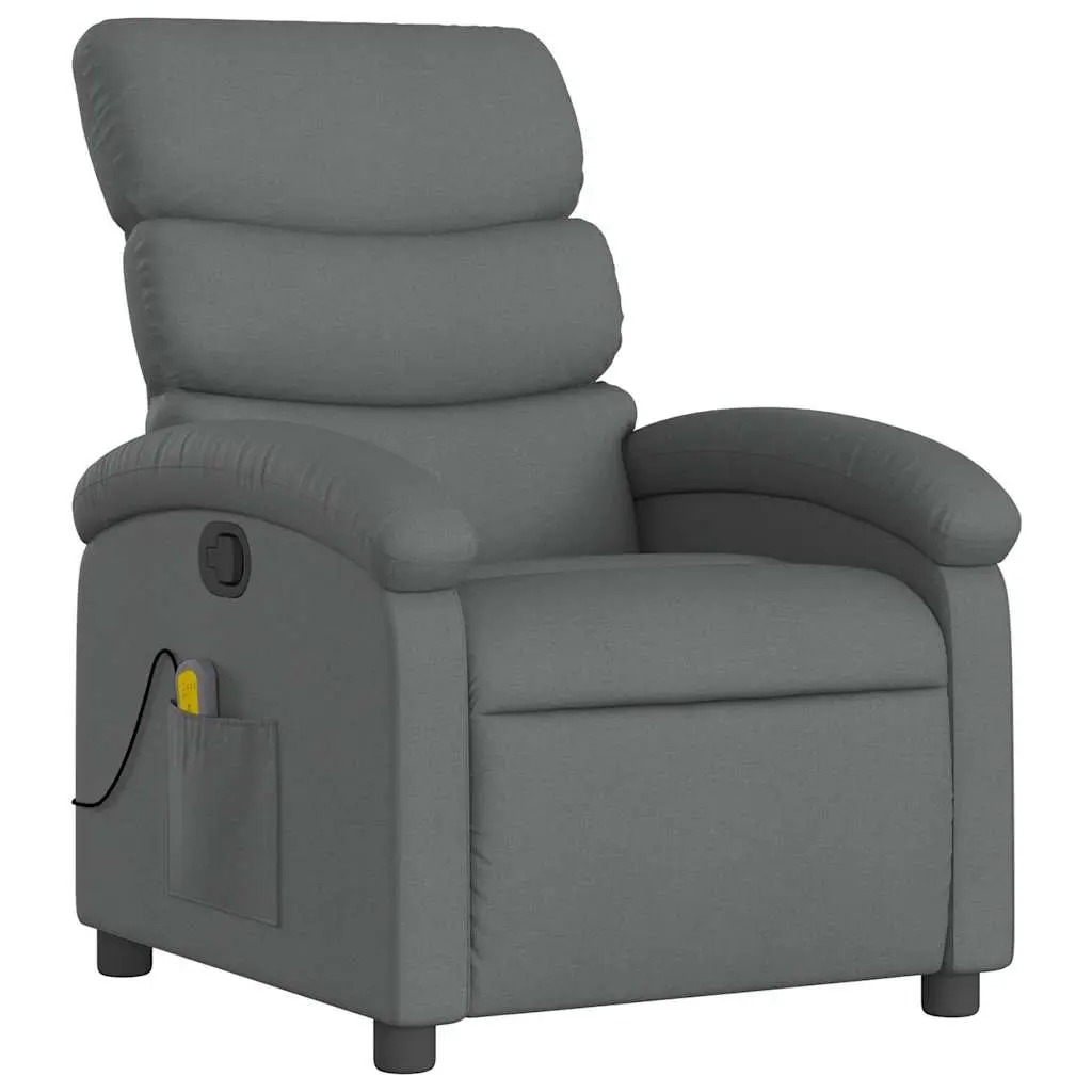 Massage Recliner Chair Manual Recline Armchair Vibration Lounger Grey Fabric