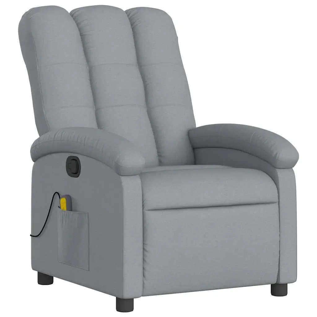 Massage Recliner Chair for Home Light Grey Fabric Manual Recline 6 Vibration Points