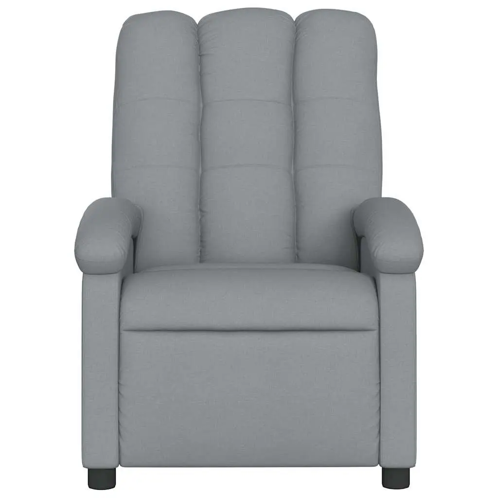 Massage Recliner Chair for Home Light Grey Fabric Manual Recline 6 Vibration Points