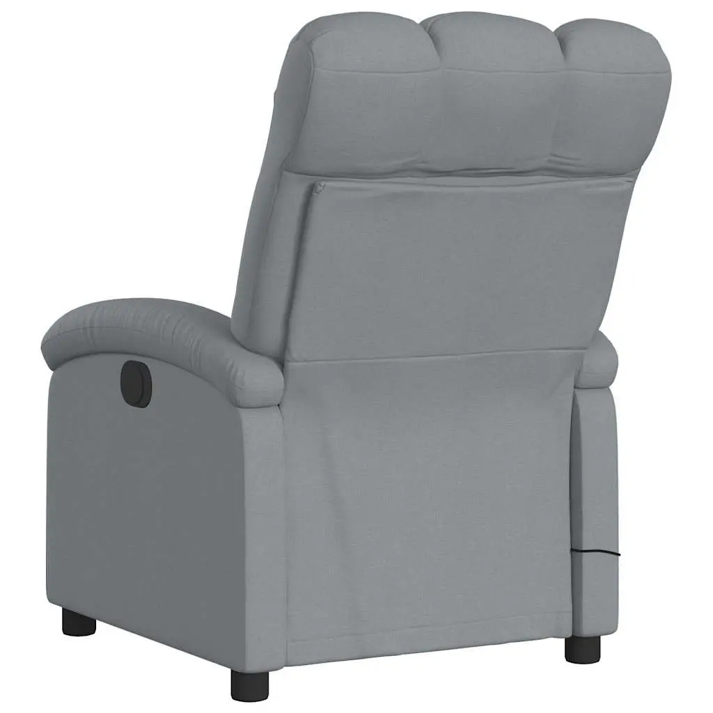 Massage Recliner Chair for Home Light Grey Fabric Manual Recline 6 Vibration Points
