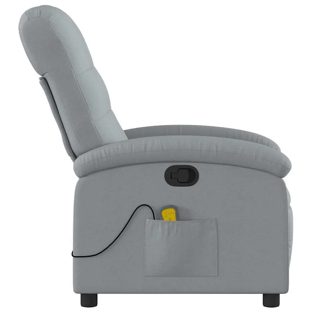 Massage Recliner Chair for Home Light Grey Fabric Manual Recline 6 Vibration Points