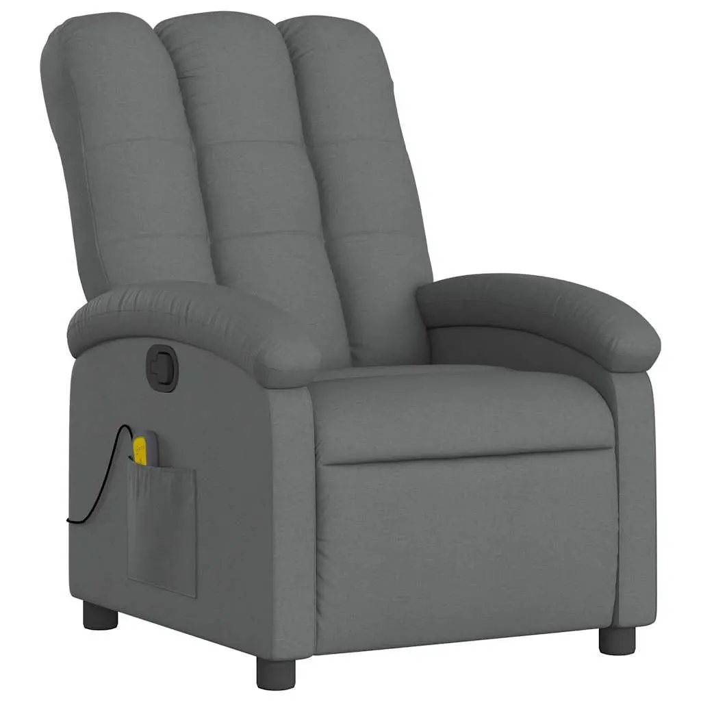 Massage Recliner Chair for Living Room Grey Fabric Manual Recline 6 Vibration Points