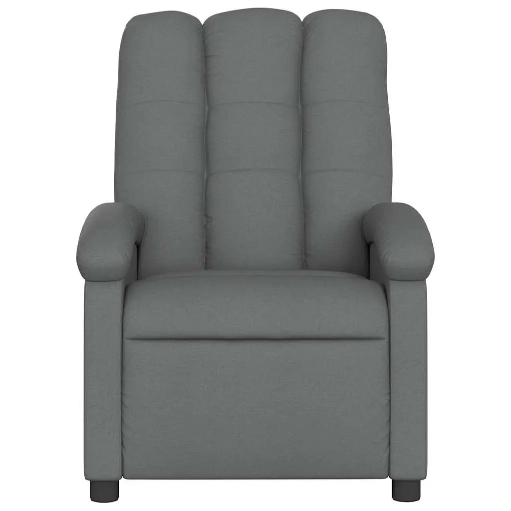 Massage Recliner Chair for Living Room Grey Fabric Manual Recline 6 Vibration Points