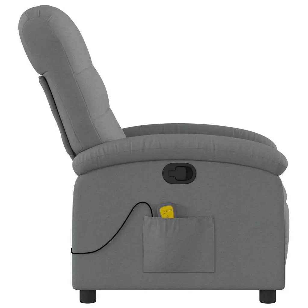 Massage Recliner Chair for Living Room Grey Fabric Manual Recline 6 Vibration Points