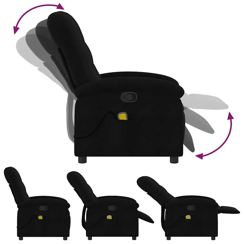 Massage Recliner Chair for Living Room Black Fabric Manual Recline 6 Vibration Points