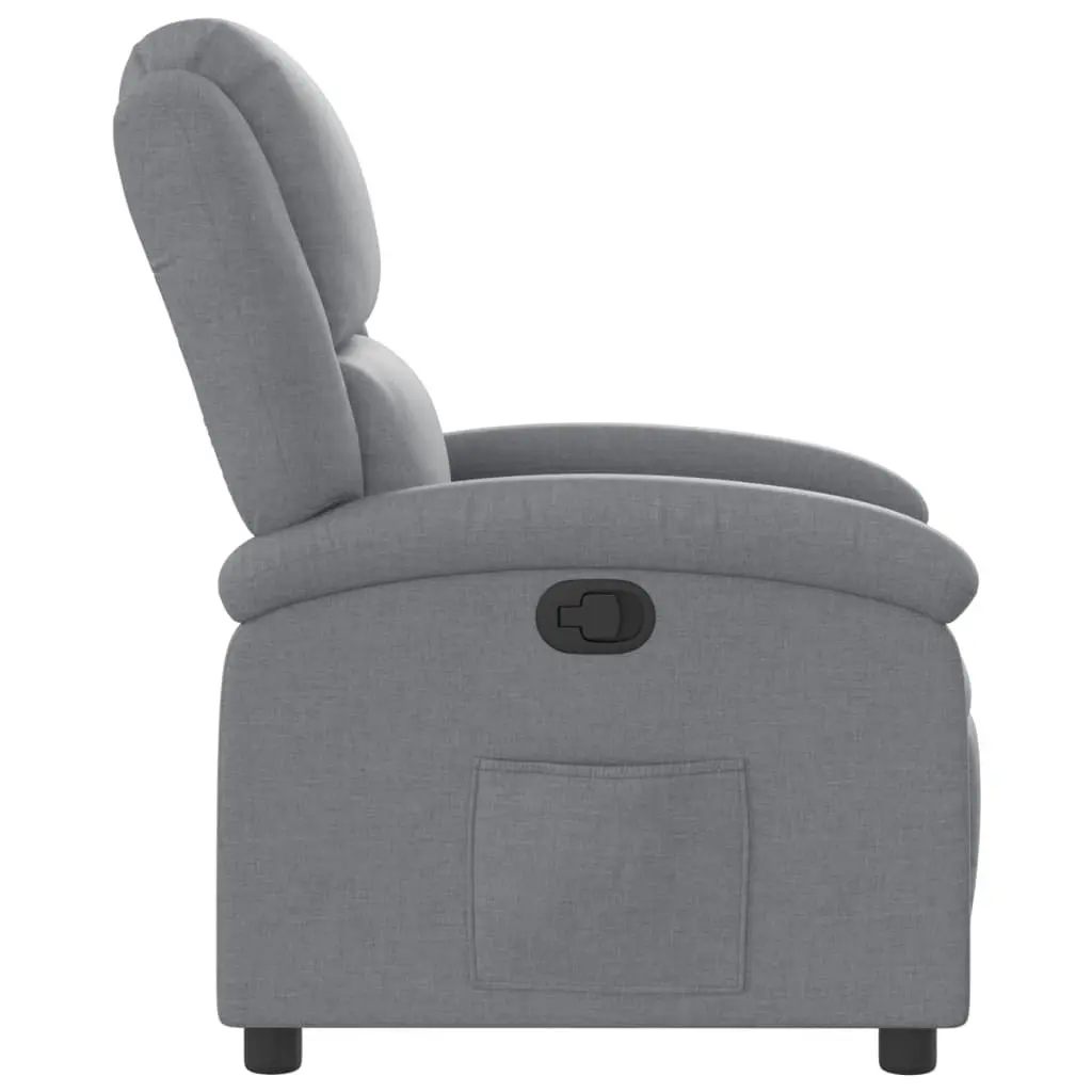 Recliner Chair Manual Reclining Armchair Grey Fabric Lounge Seat Adjustable 135 Degrees