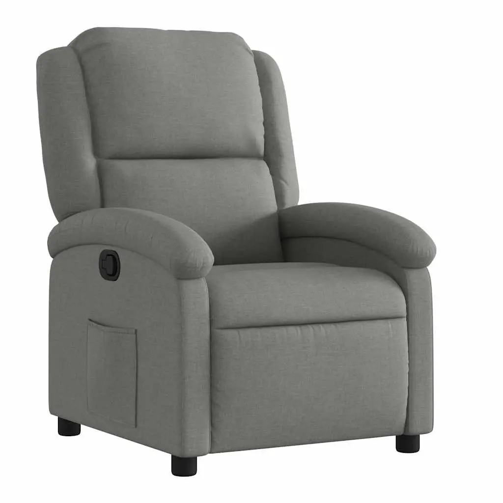 Recliner Chair Living Room Grey Fabric Manual Recline Armchair