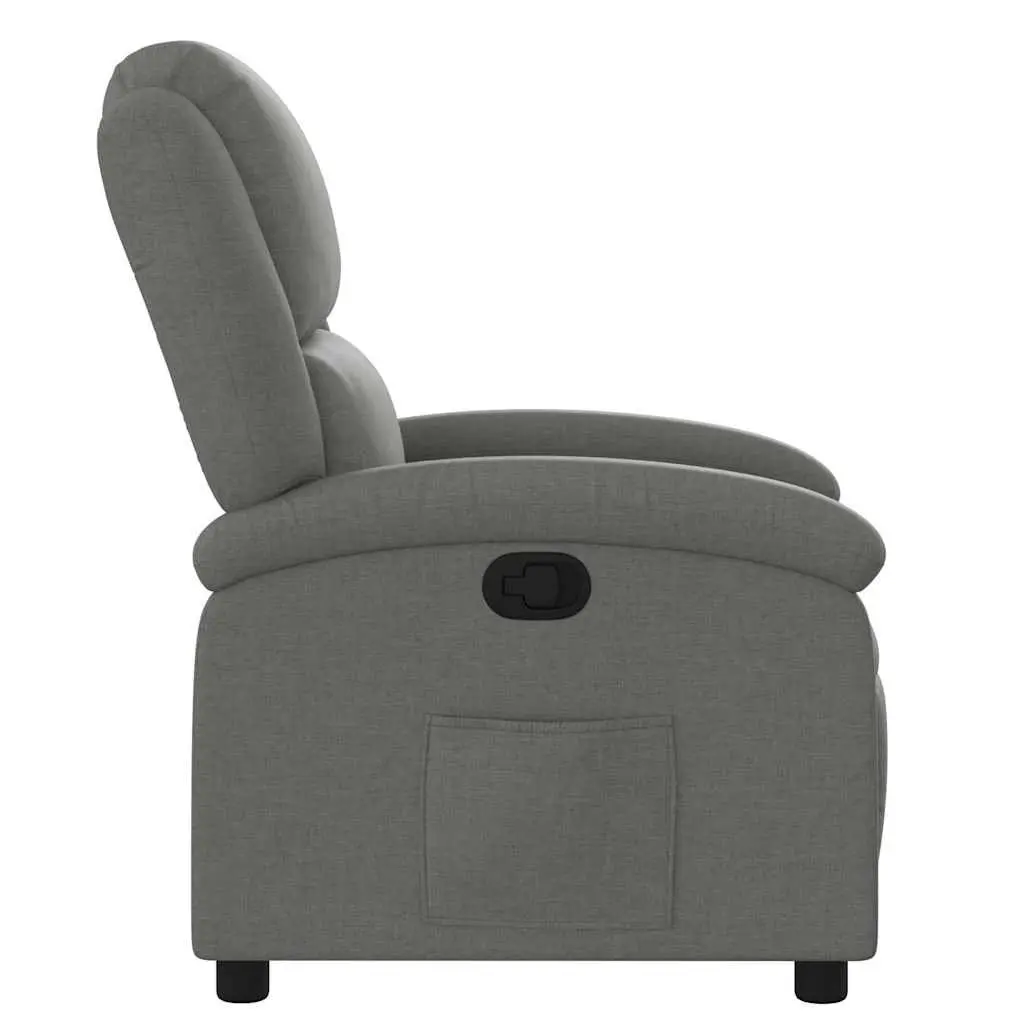 Recliner Chair Living Room Grey Fabric Manual Recline Armchair
