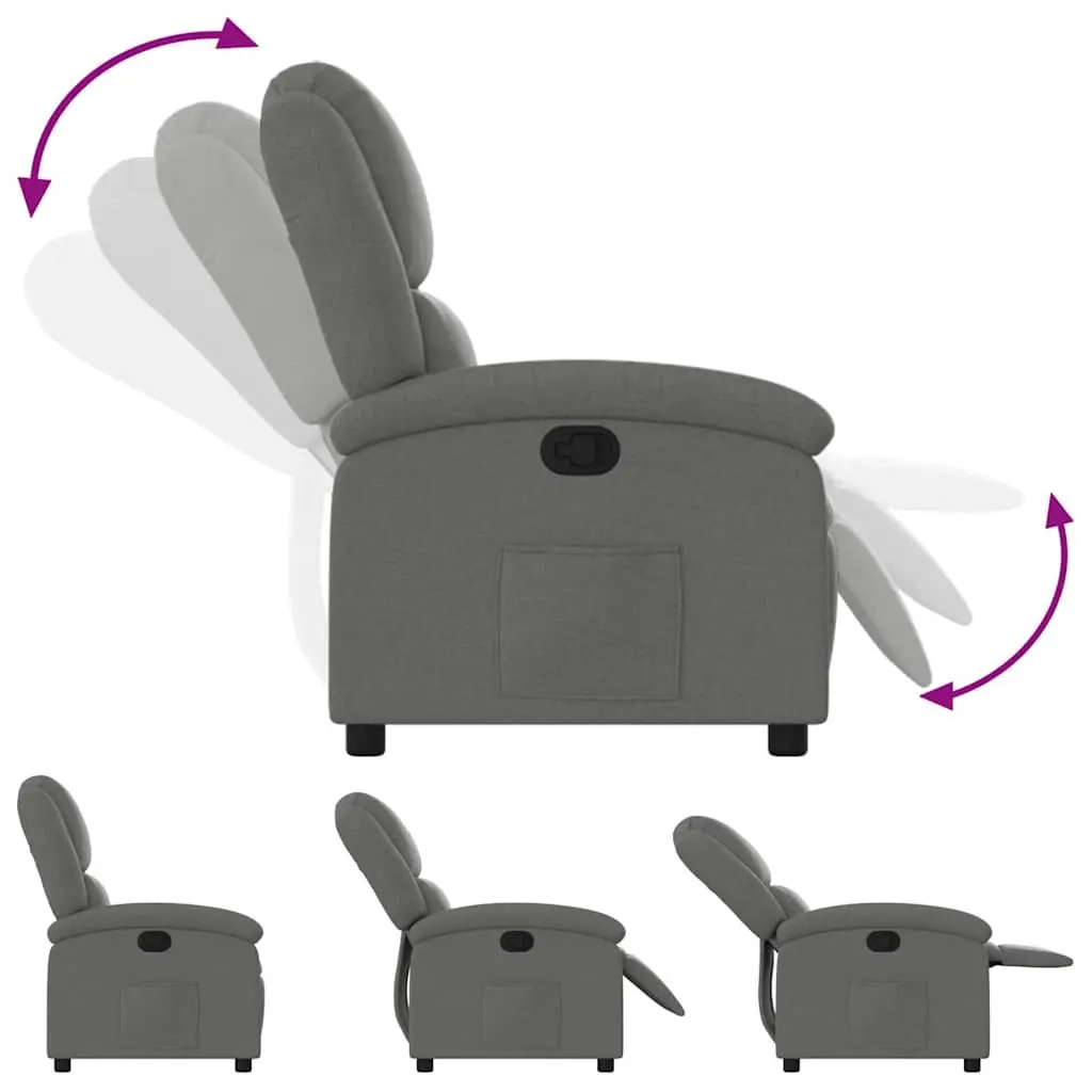Recliner Chair Living Room Grey Fabric Manual Recline Armchair