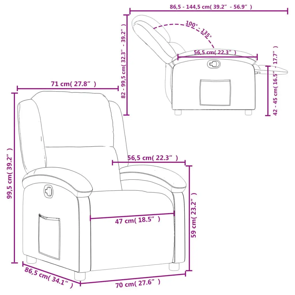 Recliner Chair Black Fabric Manual Reclining Armchair Home Furniture