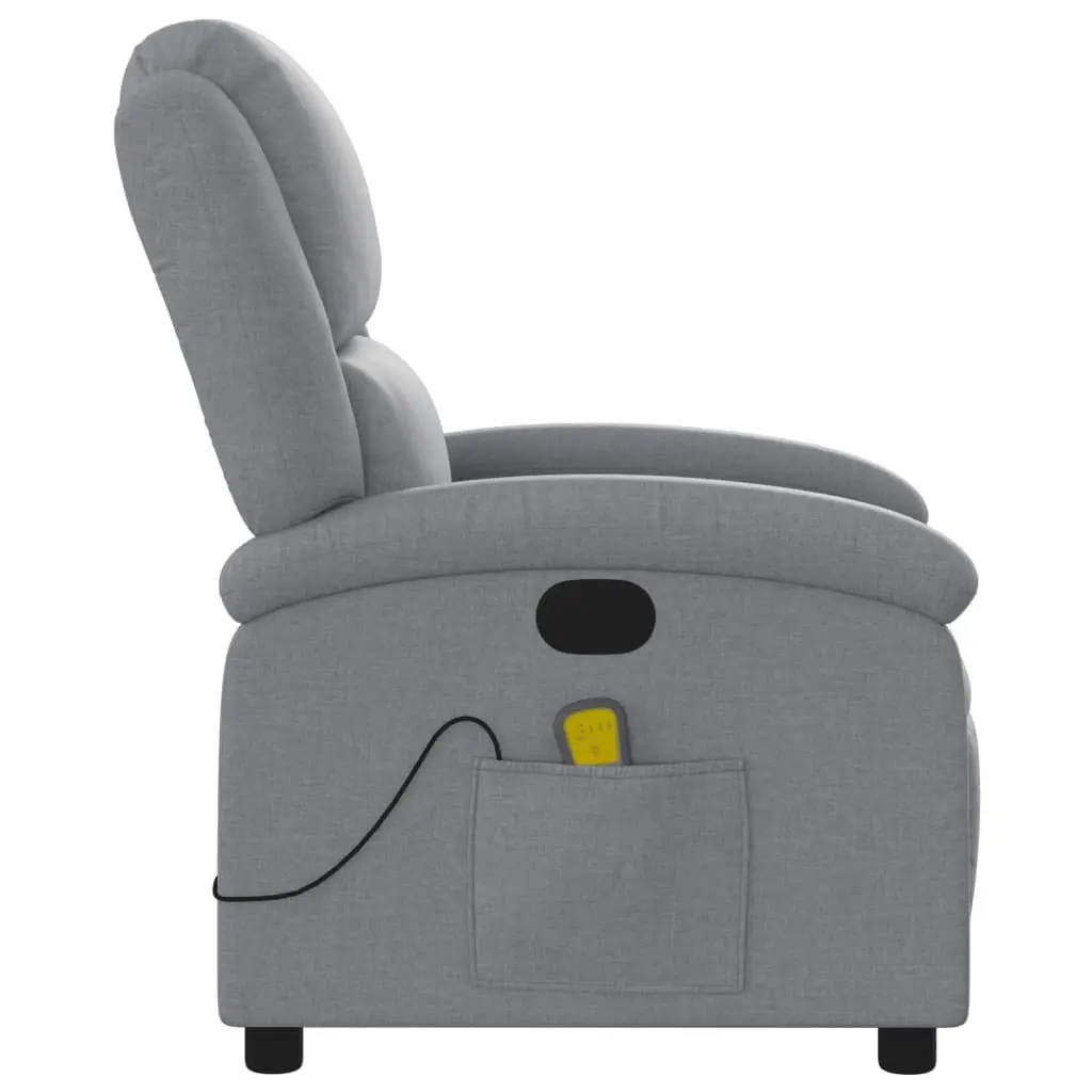 Massage Recliner Chair Light Grey Fabric Manual Reclining Armchair Vibration 6