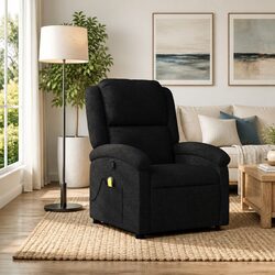 Manual Recline Black Massage Chair with 135-Degree Tilt and USB Power