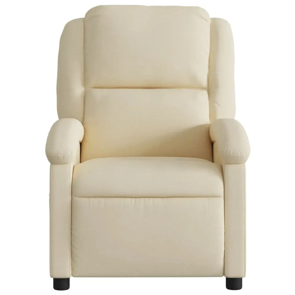 Massage Recliner Chair for Living Room Cream Fabric Manual Recline 135 Degrees