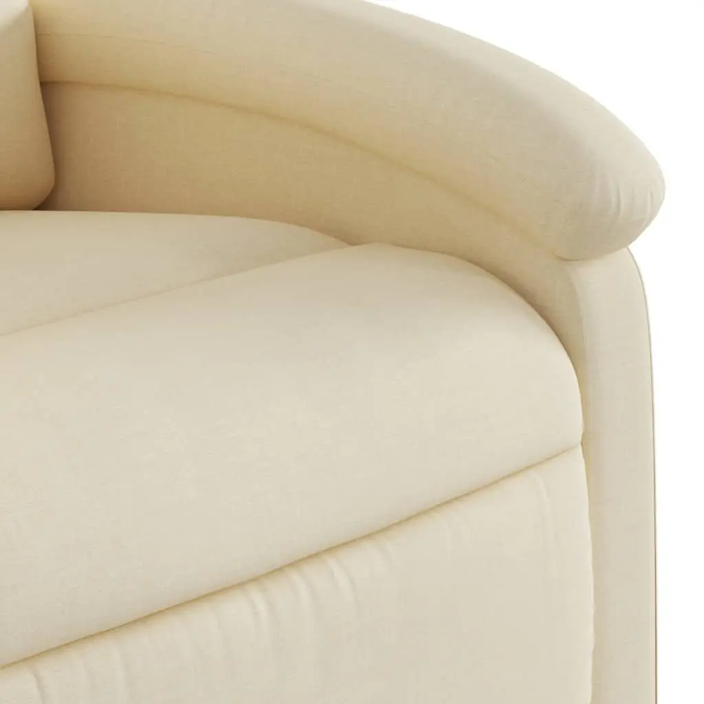 Massage Recliner Chair for Living Room Cream Fabric Manual Recline 135 Degrees