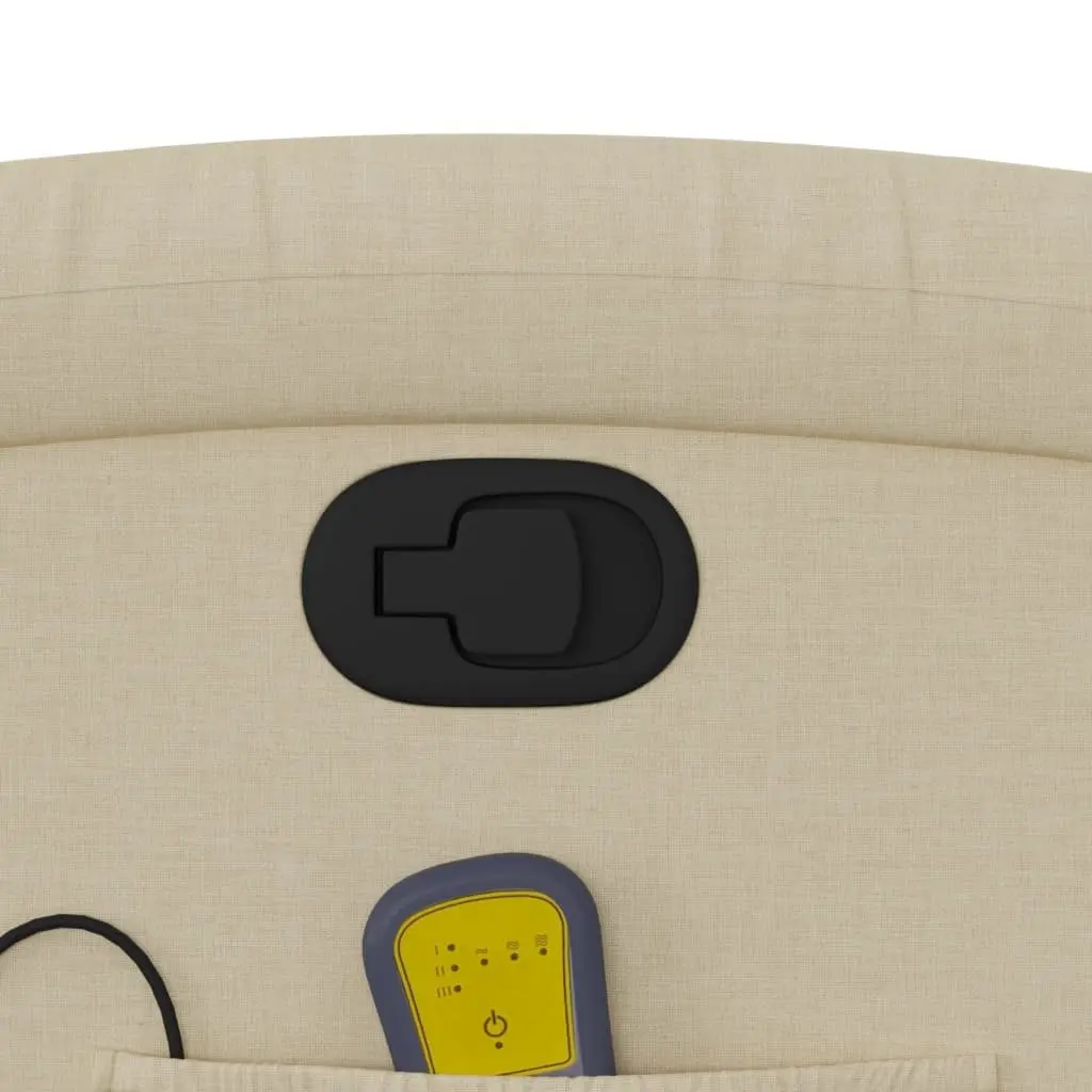 Massage Recliner Chair for Living Room Cream Fabric Manual Recline 135 Degrees