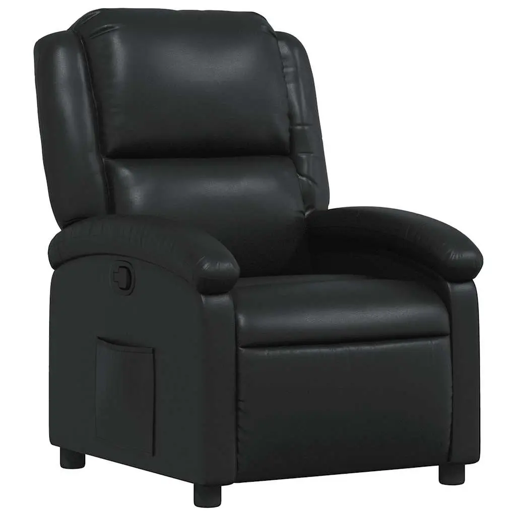 Recliner Chair Black Faux Leather Manual Reclining Armchair Lounge Seat