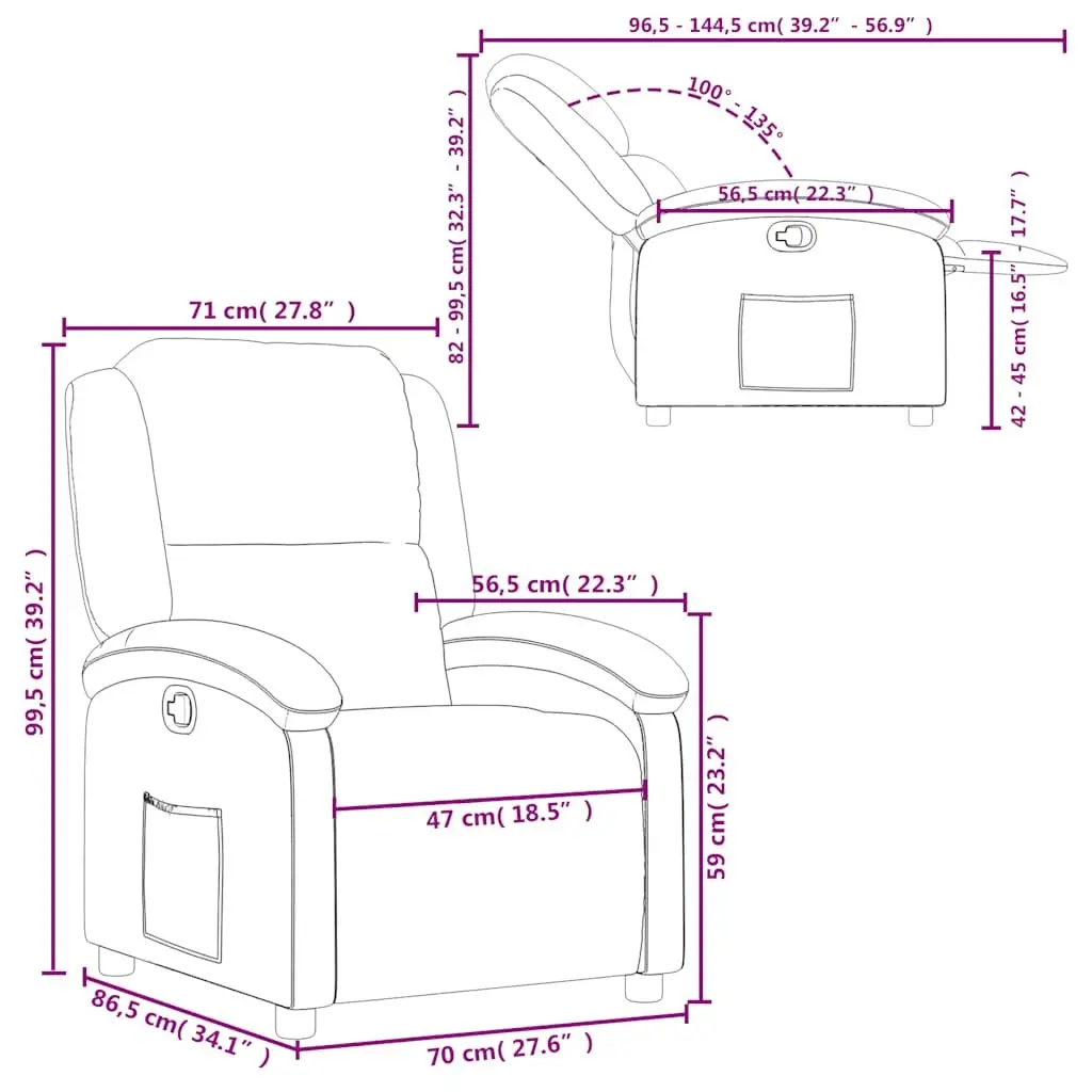 Recliner Chair Black Faux Leather Manual Reclining Armchair Lounge Seat