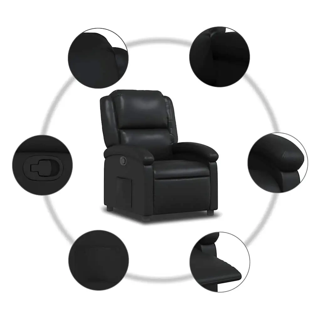 Recliner Chair Black Faux Leather Manual Reclining Armchair Lounge Seat
