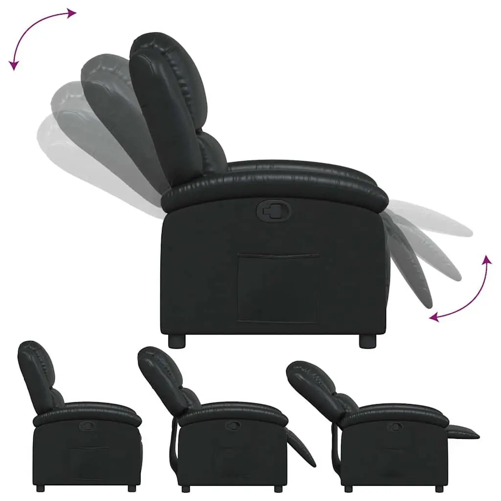 Recliner Chair Black Faux Leather Manual Reclining Armchair Lounge Seat