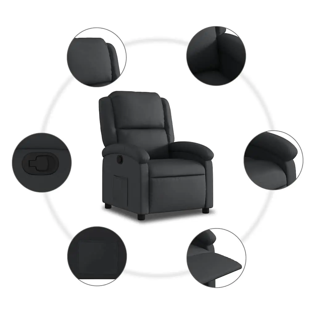 Black Recliner Armchair with Manual Function