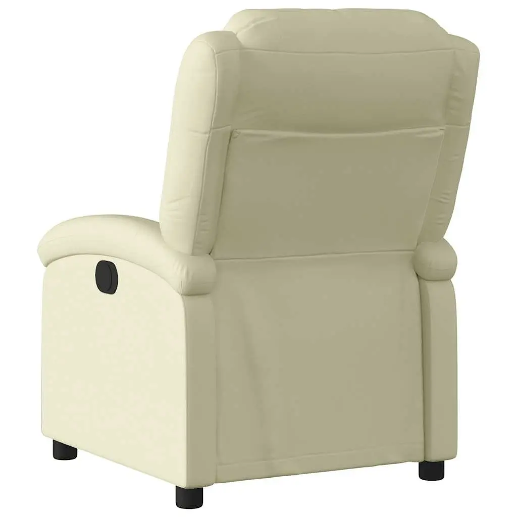 Recliner Armchair Living Room Cream Real Leather Manual Reclining Function
