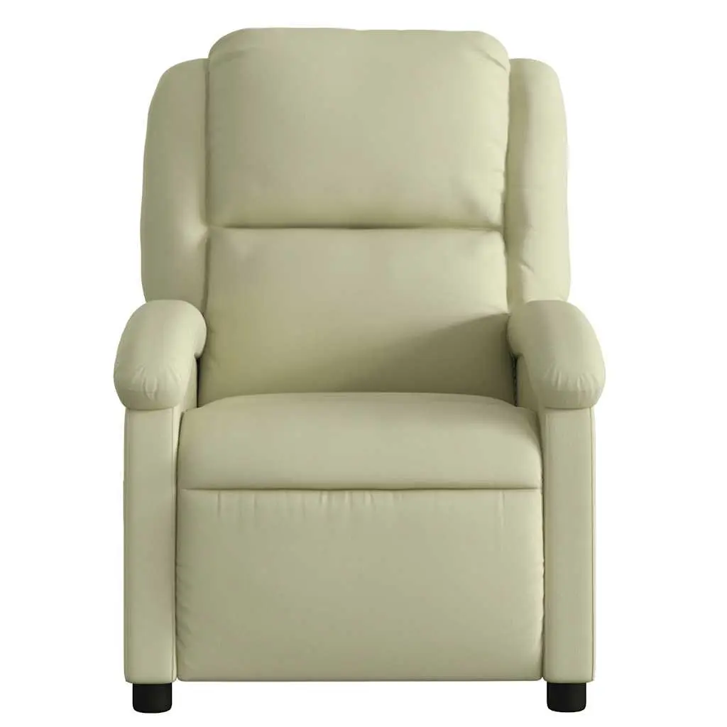 Recliner Armchair Living Room Cream Real Leather Manual Reclining Function