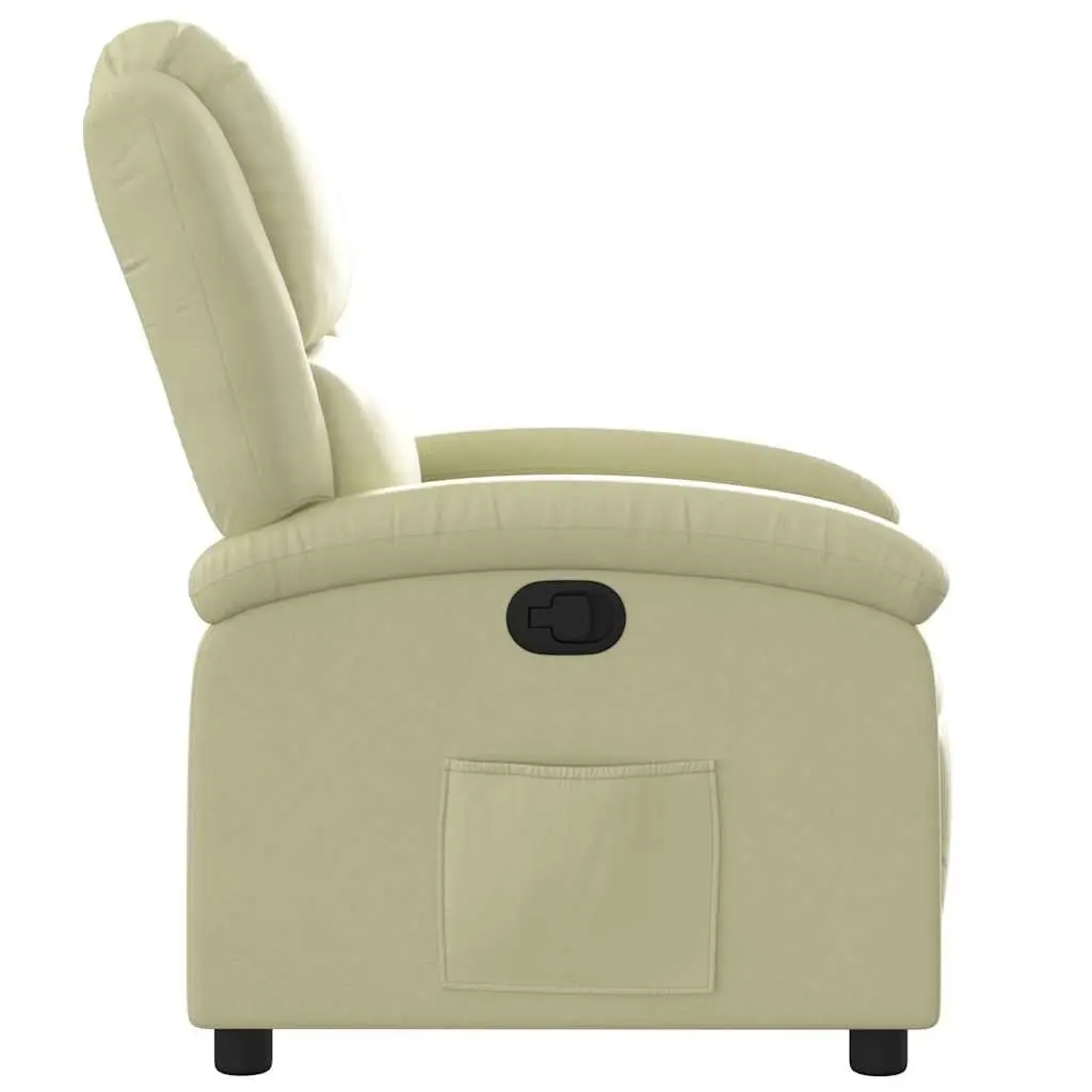 Recliner Armchair Living Room Cream Real Leather Manual Reclining Function