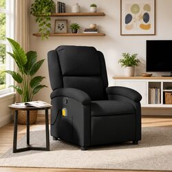 Massage Recliner Chair Black Armchair Manual Recline Vibration 6 Point