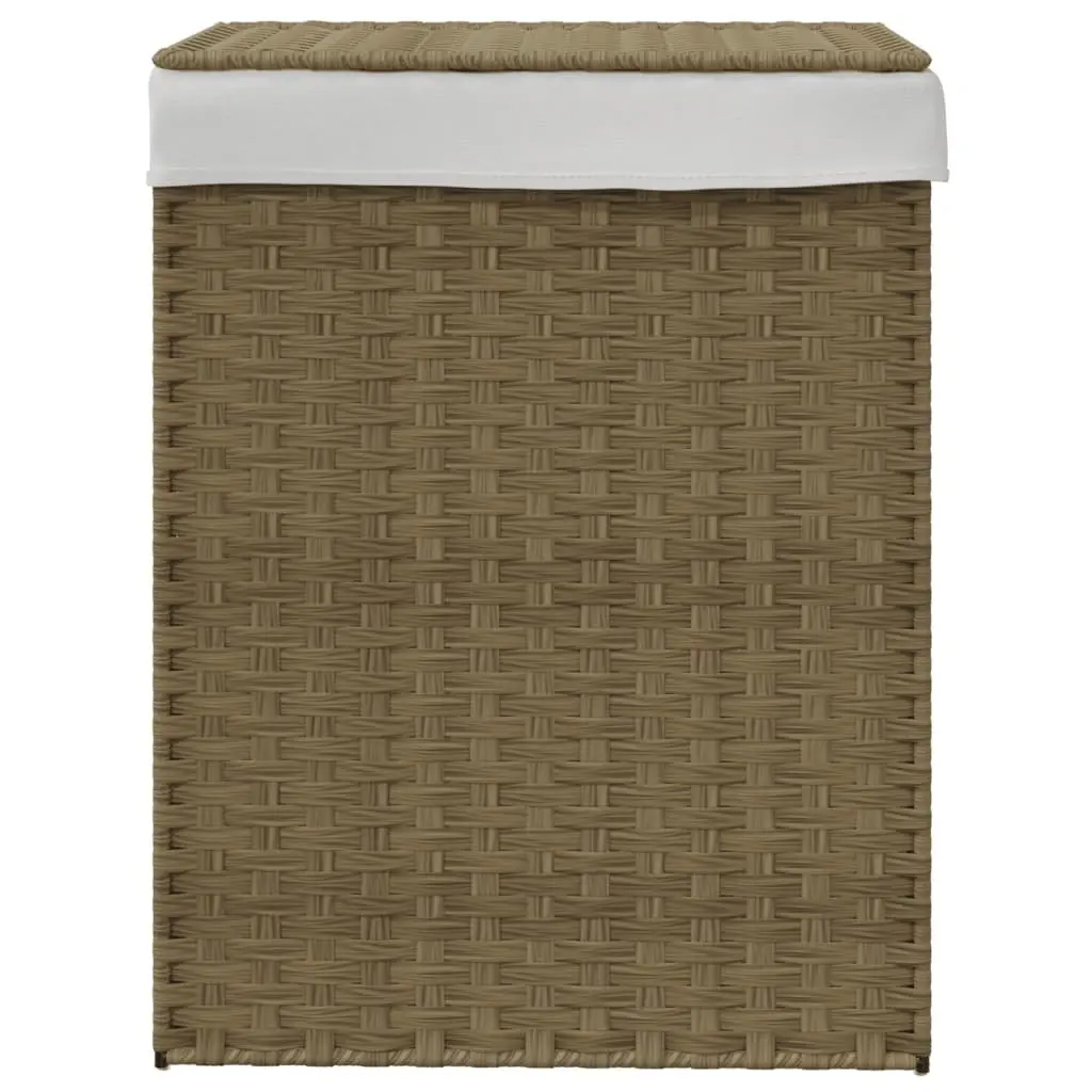 Laundry Basket with Lid, 46x33x60 cm, Brown Poly Rattan