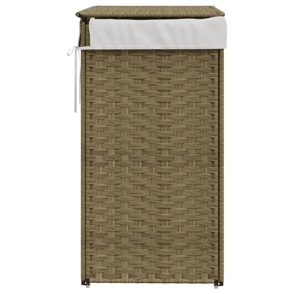 Laundry Basket with Lid, 46x33x60 cm, Brown Poly Rattan