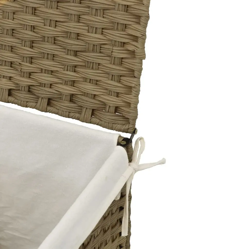 Laundry Basket with Lid, 46x33x60 cm, Brown Poly Rattan