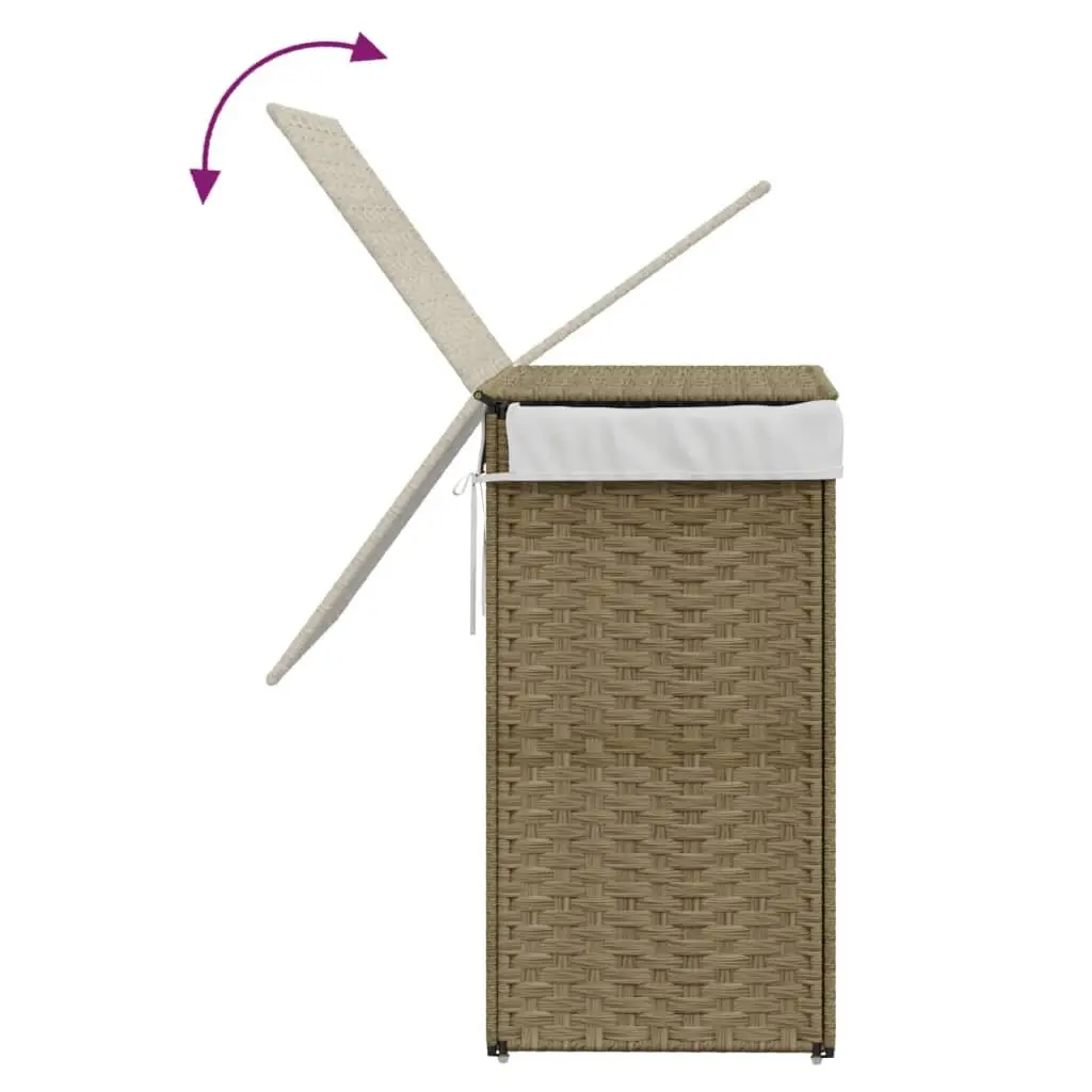 Laundry Basket with Lid, 46x33x60 cm, Brown Poly Rattan