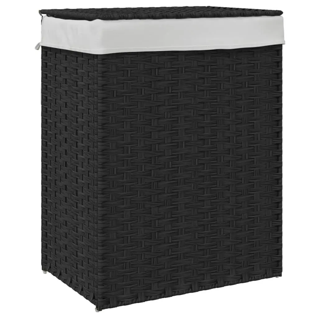 Laundry Basket with Lid for Bathroom or Laundry Room Black 46 x 33 x 60 cm Foldable Storage Hamper Removable Inner Bag