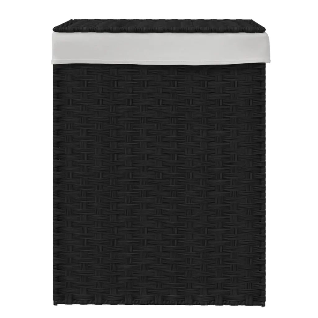 Laundry Basket with Lid for Bathroom or Laundry Room Black 46 x 33 x 60 cm Foldable Storage Hamper Removable Inner Bag