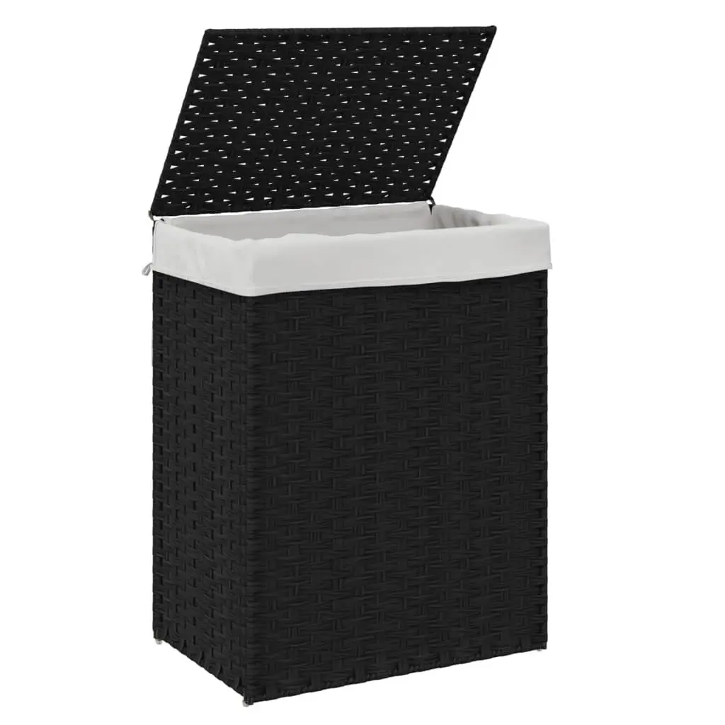 Laundry Basket with Lid for Bathroom or Laundry Room Black 46 x 33 x 60 cm Foldable Storage Hamper Removable Inner Bag