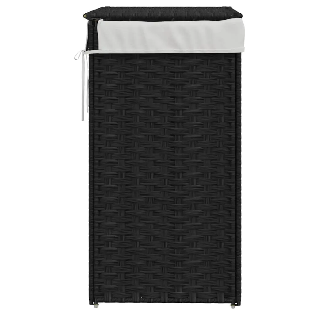 Laundry Basket with Lid for Bathroom or Laundry Room Black 46 x 33 x 60 cm Foldable Storage Hamper Removable Inner Bag