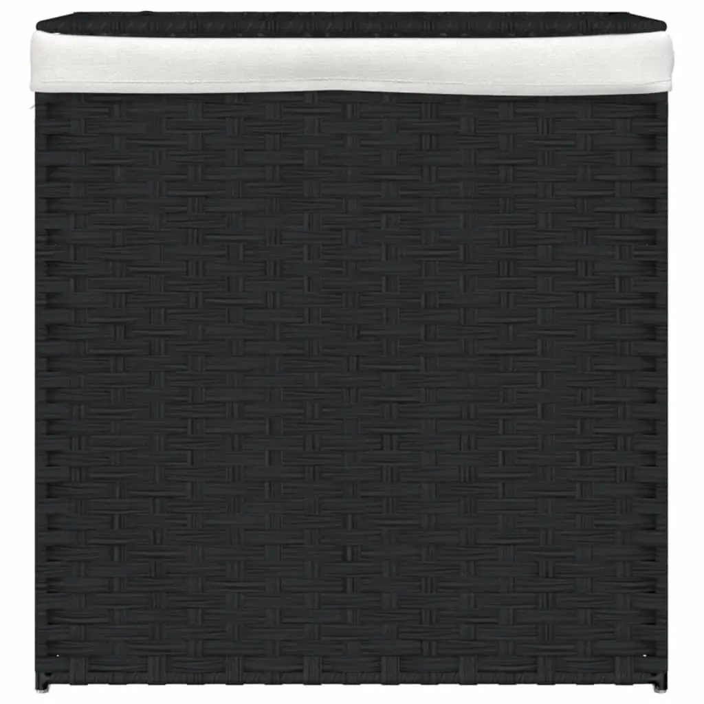 Laundry Basket for Bathroom or Laundry Room 2 Sections Foldable Poly Rattan 53 x 35 x 57 cm