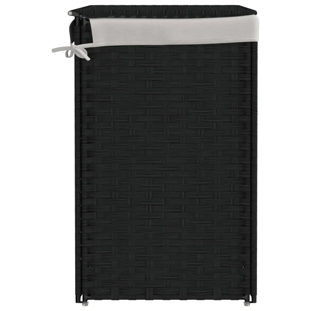 Laundry Basket for Bathroom or Laundry Room 2 Sections Foldable Poly Rattan 53 x 35 x 57 cm
