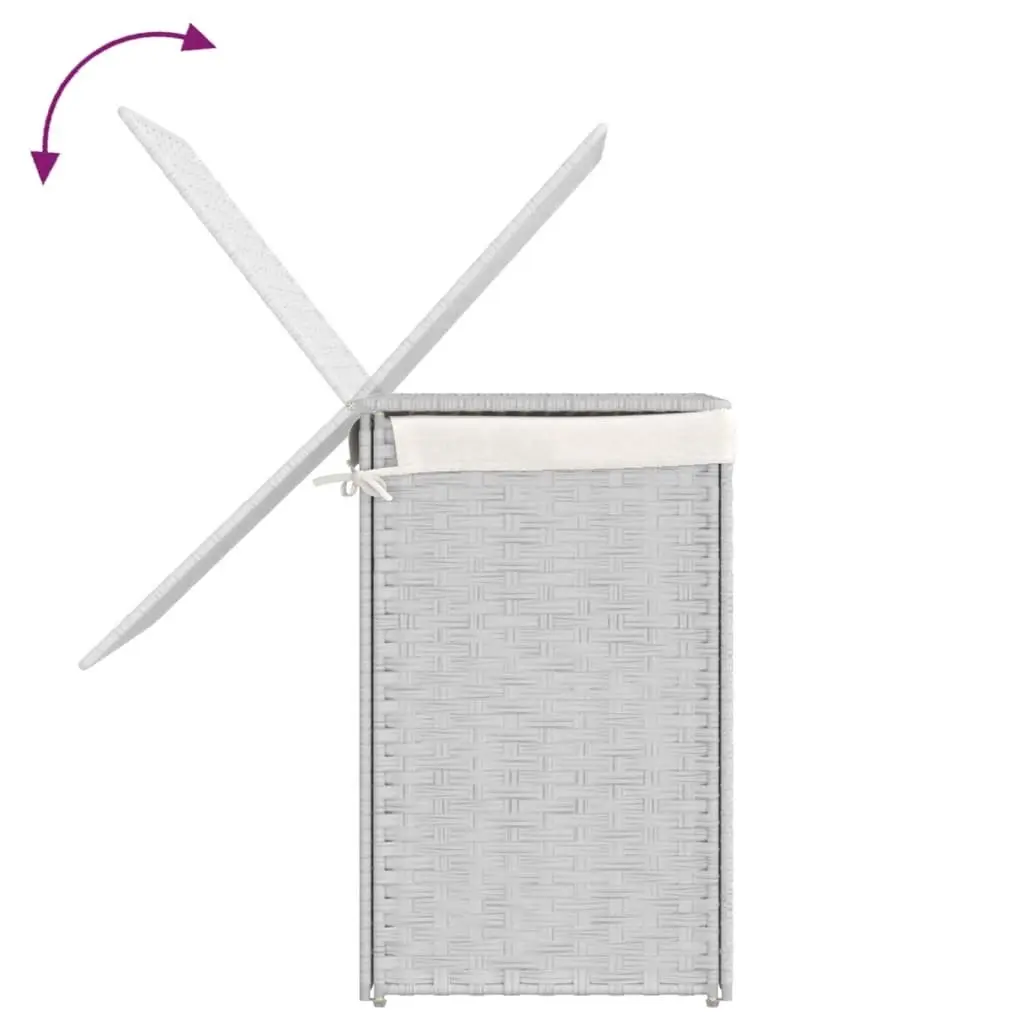 White Poly Rattan Laundry Basket with Two Compartments