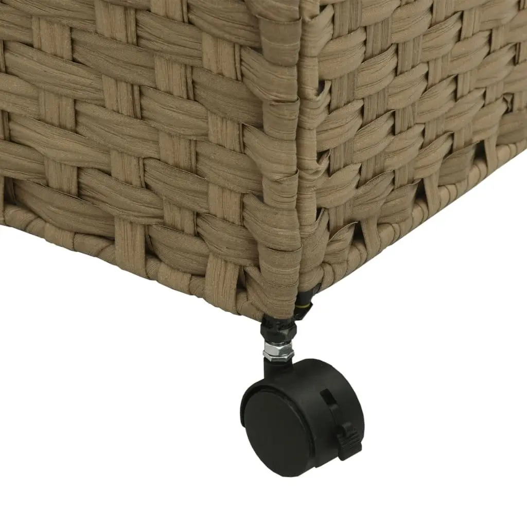 Rattan Laundry Basket with Wheels for Bathroom or Laundry Room 60x35x60.5cm 3 Compartments