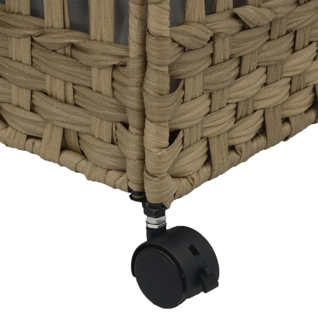 Laundry Basket with Wheels Brown Rattan Hand-Woven Storage Hamper 66x35x60cm