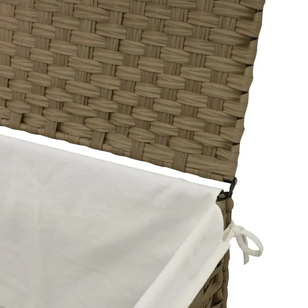 Laundry Basket with Lid for Bathroom or Laundry Room Brown Poly Rattan 55.5 x 35 x 34 cm