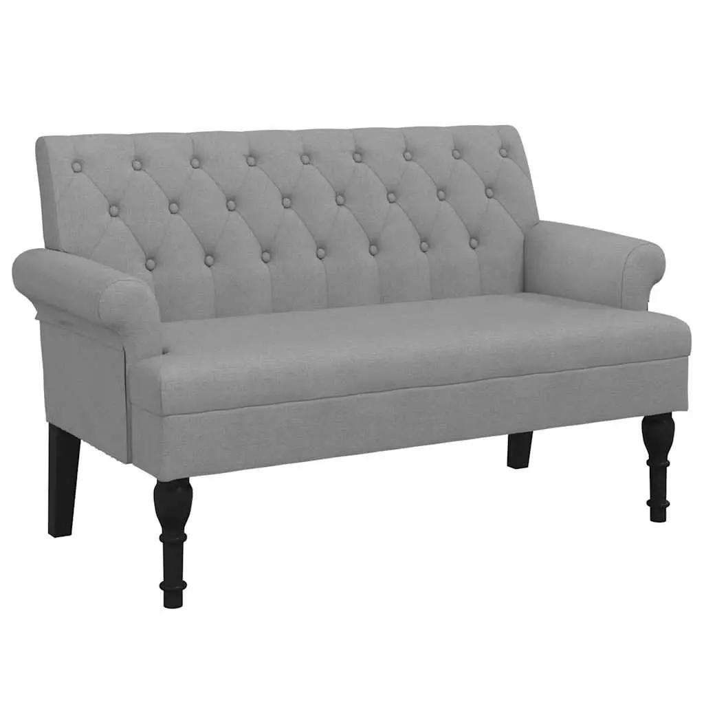 Fabric Bench for Home or Office Grey Padded Seating with Backrest and Armrests 120 x 62 x 75.5 cm