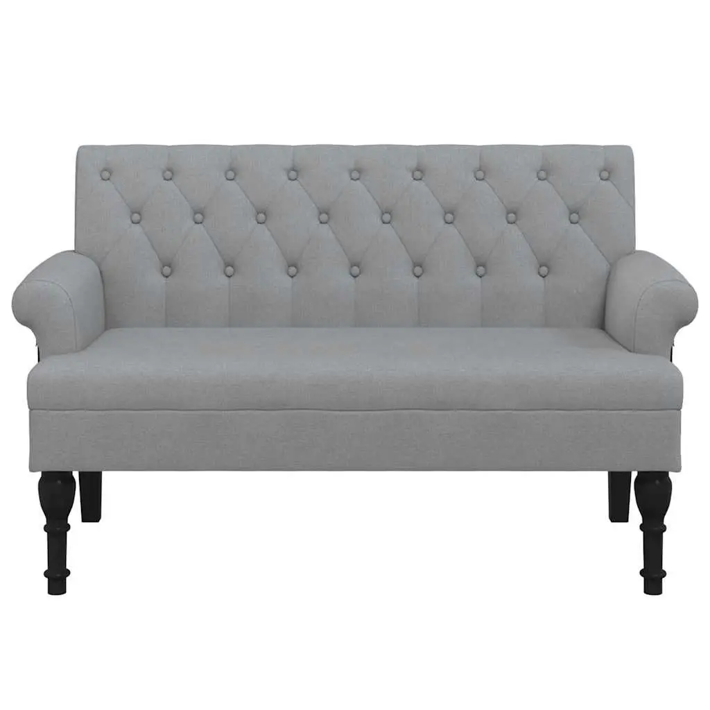 Fabric Bench for Home or Office Grey Padded Seating with Backrest and Armrests 120 x 62 x 75.5 cm