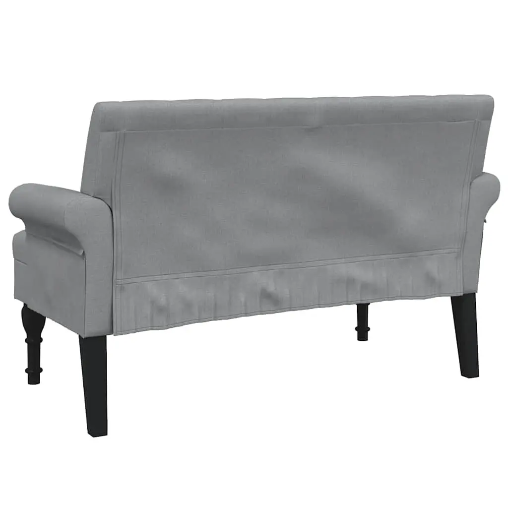 Fabric Bench for Home or Office Grey Padded Seating with Backrest and Armrests 120 x 62 x 75.5 cm