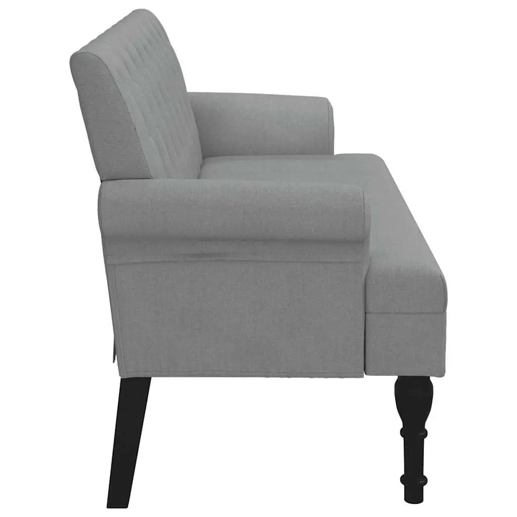Fabric Bench for Home or Office Grey Padded Seating with Backrest and Armrests 120 x 62 x 75.5 cm