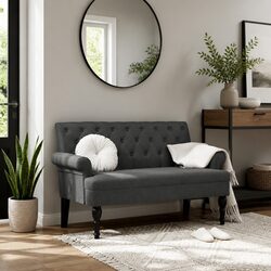 Grey Fabric Bench with Dimensions of 120 x 62 x 75.5 cm