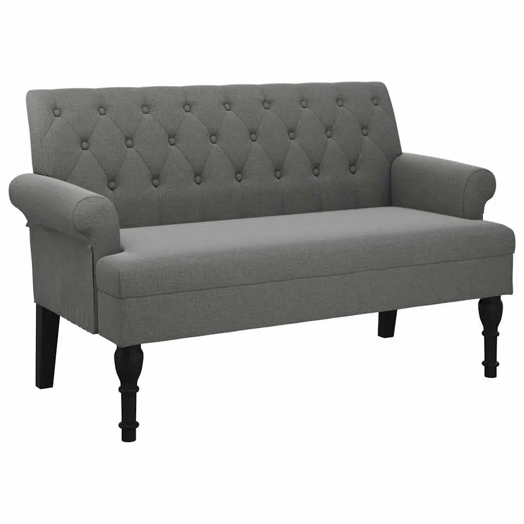 Fabric Bench with Backrest for Living Room or Office Grey 120 x 62 x 75.5 cm
